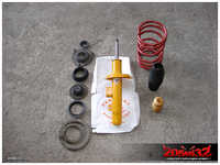 Together with Eibach 70002 (SportKit) springs, SKF top mount bearings and BakerBM.com Grp.N top mount rubbers.