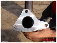 A close-up look at the custom turbo mounting flange.