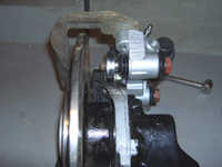 Testfit of modified caliper with standard plain disc.