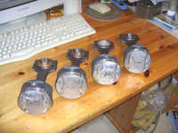 Pistons and rods are assembled, rings are ground to correct ring-gap
