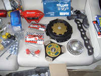 Uprated Valeo Racing clutch, poly-race bushes and eccentric top mounts bought from rallydesign.